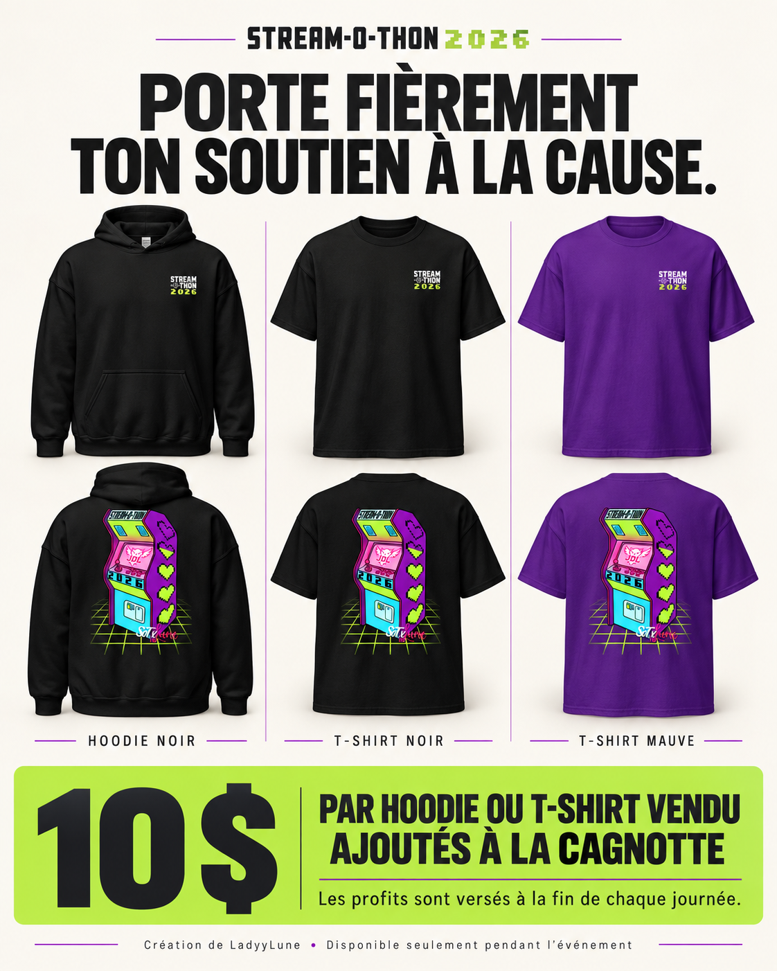 Hoodie Officiel STREAM-O-THON 2026 - Création : LadyyLune